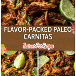Tender Paleo chicken carnitas with lime wedges and herbs, a comforting Whole30 Carnitas Crockpot dish.